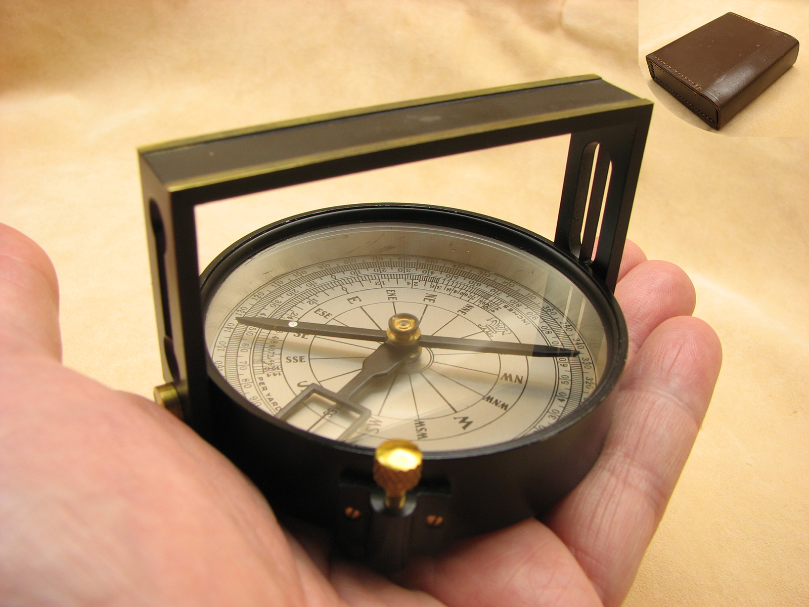 Mid 20th century Francis Barker bridge compass with clinometer
